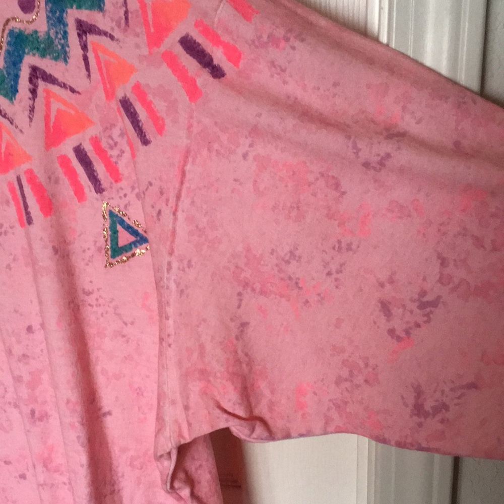 Vikki's Designs Vintage Cotton Top Long Sleeve Pink Hand Painted - Picture 10 of 11